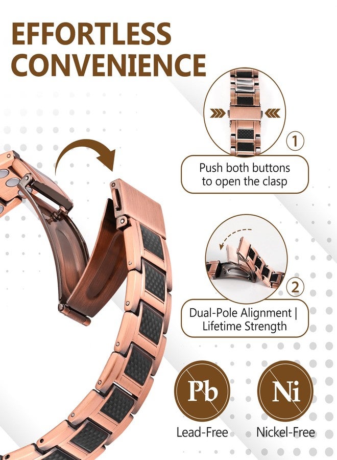 Feraco Copper Bracelet for Men 3X Strength,Magnetic Therapy Bracelet Copper Jewelry with 3800 Gauss Magnets,Cooper Bracelet for Man,Premium Fold-Over Clasp - Image 5